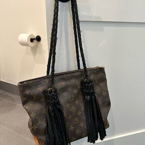 Monogram Canvas Tassel Shoulder Bag - Brown